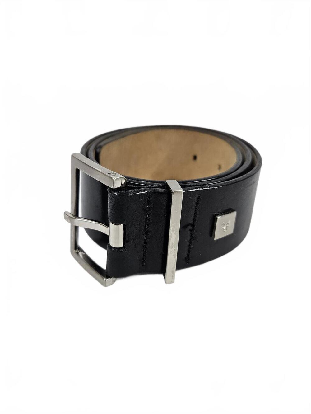 Calvin Klein Black Leather Belt with Silver Buckle and Accent Size M
